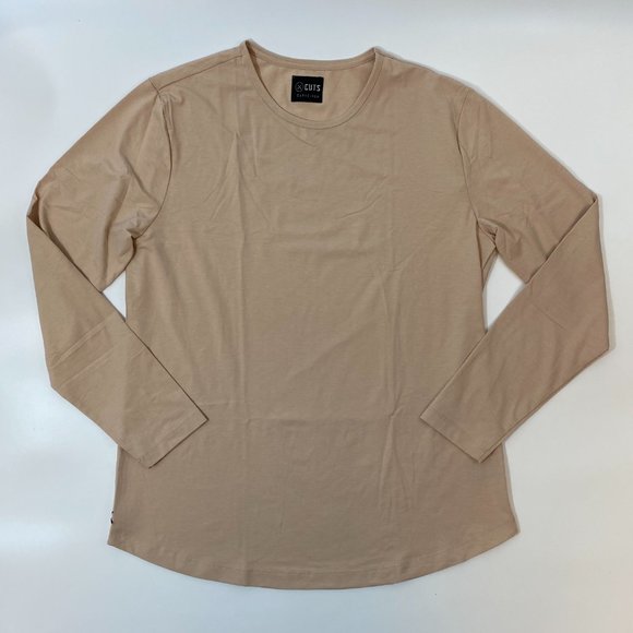 Cuts Clothing Long Sleeve Crew Curve Hem T-Shirt - Picture 1 of 4